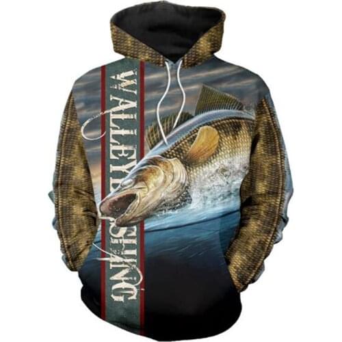 Fashion sweatshirt Walleye fish art3D mens and womens printed hoodie autumn and winter Harajuku casual zipper jacket