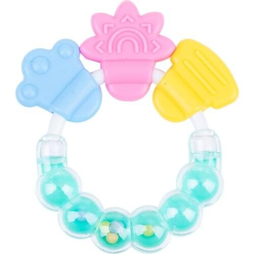 Cartoon Baby Teether Educational Mobiles Toys Teeth Biting Baby Rattle Toy Bed Bell Silicone Handbell Jingle Birthday Gifts