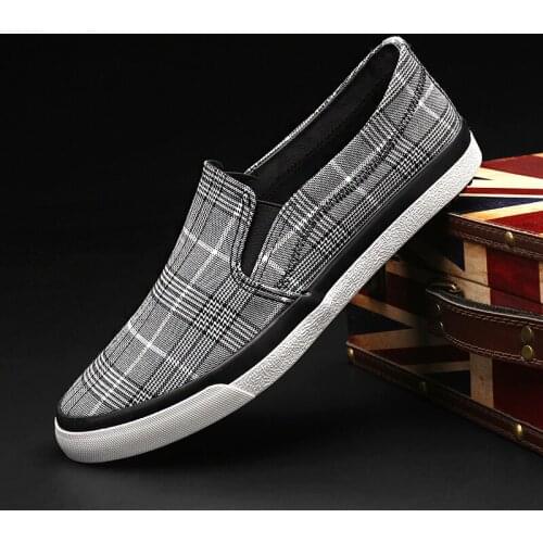 2018 Autumn New Plaid Canvas Shoes A Pedal Casual Lazy Shoes Youth Trend Student Shoes