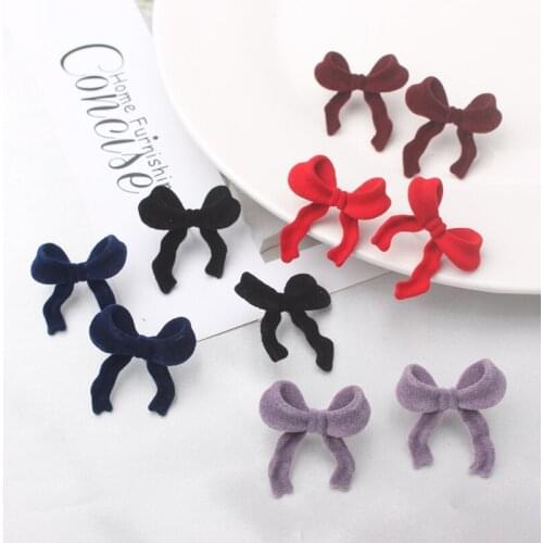 Hollow Bow-knot Small Stud Earrings for Women Waving Velvet Korean Flannelette Ear Jewelry boucle oreille femme 2021
