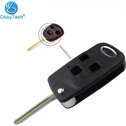 OkeyTech Modified Remote Folding Flip Car Key Fob Case Cover 3 Buttons for Toyota FJ/Land Cruiser Camry TOY43 Car Key Case