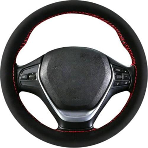 Hand-stitched Car Steering Wheel Cover Suede DIY Sewing Black Universal Size Auto Steering-Wheel Covers with Needles & Threads