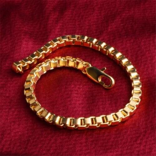 Wholesale 4MM 20CM Fashion Dubai Bangle Jewelry Gold Color Ethiopian Bracelet for Women Africa Arab Items18 K