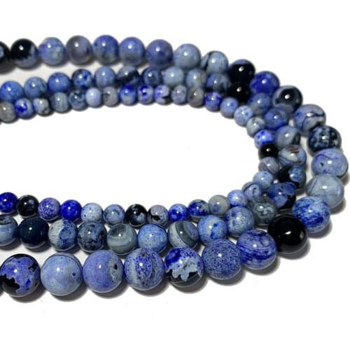 Wholesale Blue Black Fire Agates Natural Round Stone Beads For Jewelry Making Diy Bracelet Necklace Handmade 6/8/10MM 15