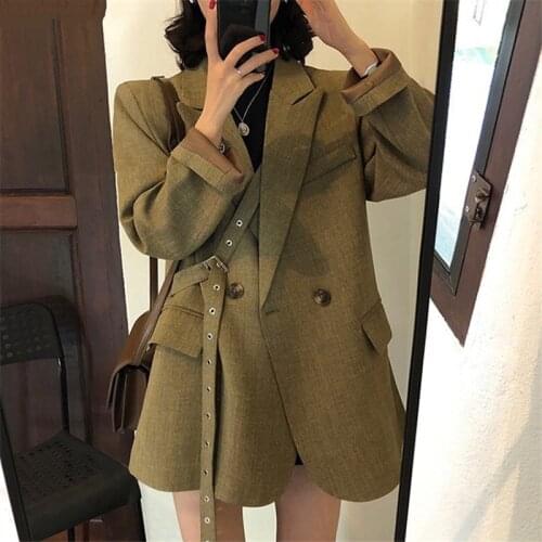Comelsexy Office Stylish Ladies Notched Collar Korean Women Blazer 2020 Autumn Jacket Casual Pockets Female Suits Coat Femme