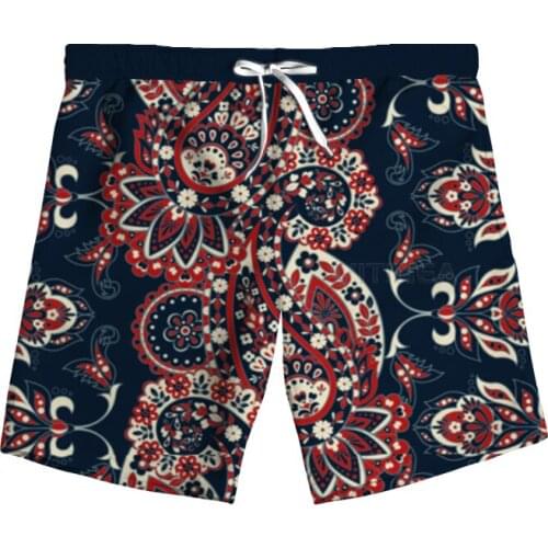 New Fashion Bandana 3D Print Paisley Woman Men Summer Beach Loose Shorts Casual Pants Polyester V6