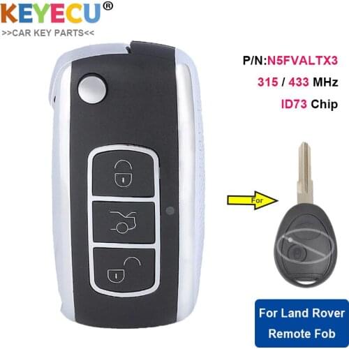 KEYECU Upgraded Flip Remote Control Key for Land Rover Discovery 2 1999-2004 Fob 315MHz 433MHz - ID73 Chip - N5FVALTX3 73370847C
