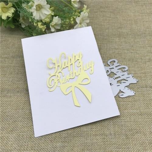 Happy birthday with bow Metal Cutting Dies Stencil Scrapbooking Photo Album Card Paper Embossing Craft DIY Die Cut