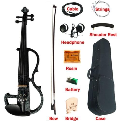 Advanced Electric Art Violin Black Colored Solid Wood Ebony Fittings Violino 4/4 Music Instruments w/ with Case Bow rosin string