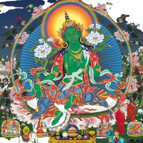 Tibetan Thangka Buddhism Green Tara White Tara 21 Tara Poster Wall Hanging Decoration Painting Feng Shui Cure 30x42cm