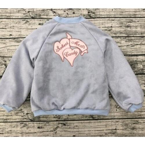 Japanese Soft Girl Sweet Autumn Winter Cotton Jacket Coat Harajuku Cute Love Letter Embroidery Stand Collar Thick Cotton Jacket