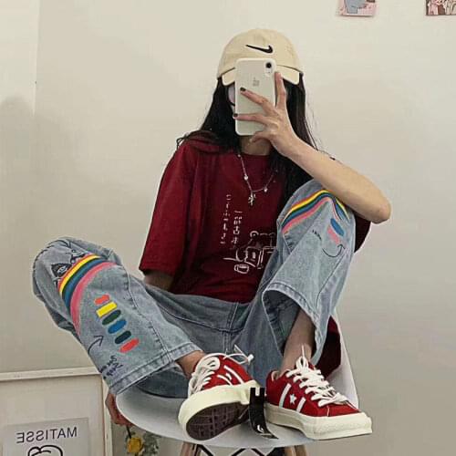 Wide Leg Jeans for Women Bottom Baggy Denim Pants High Waist Full Length Clothing Trousers Vintage Streetwear 2021 New