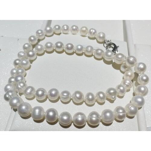 Women Jewelry natural pearl 5x6mm white beads necklace real Natural freshwater pearl gift 17'' 42cm