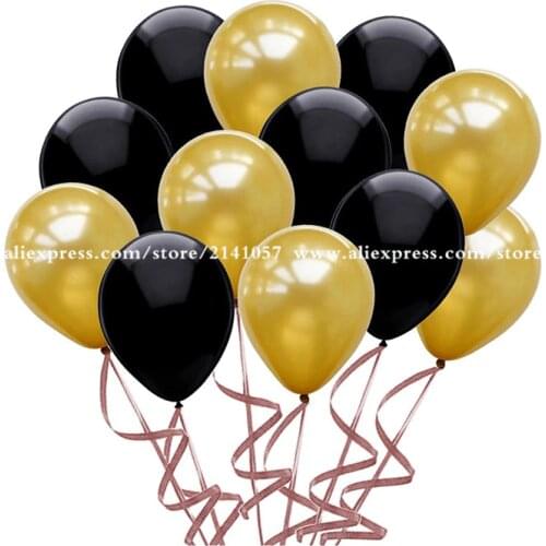 Gold Black Balloons 100PCS 12Inch2.8g Latex Balloons Inflatable Helium Air Balls Wedding Decoration Happy Birthday Party Balloon