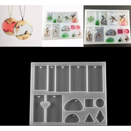 1 Pcs Pendants With Hole Silicone Mold Crystal Square Round Epoxy Resin Casting Mold For DIY Jewelry Making Supplies Accessories