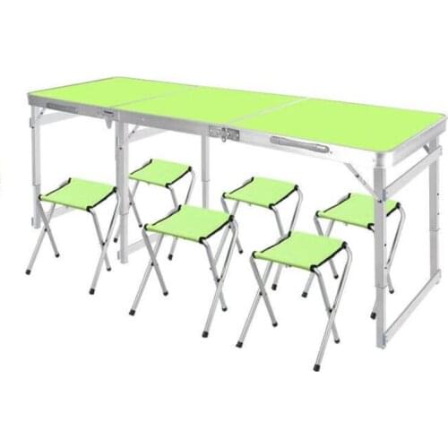 180*60CM Strengthen Folding Table Portable Adjustable height Camping Table Picnic Desk Barbecue Tables with stools