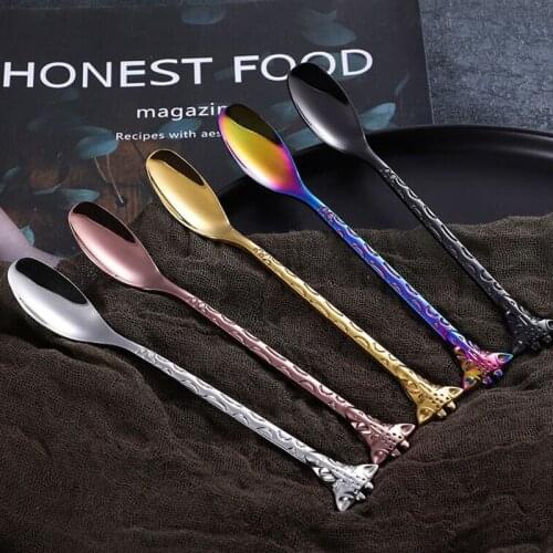 20 pack cartoon giraffe stainless steel coffee spoon scoop antique flatware cake dessert forks creative tea stirring bar spoon