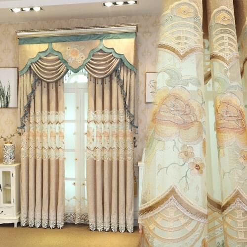 2021 New European Simple Embroidery Shade Curtains for Living Dining Room Bedroom