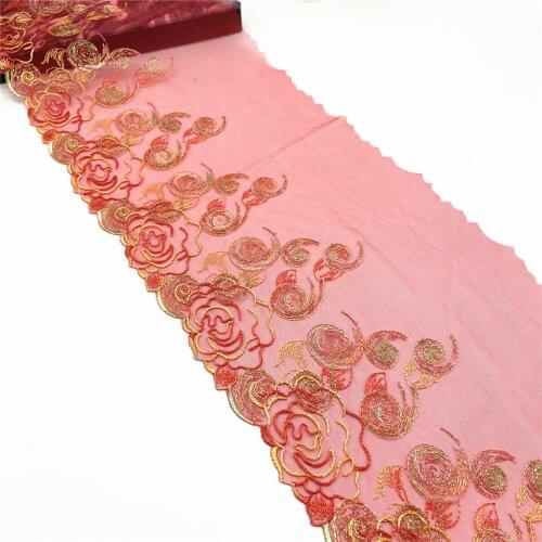 3y/lot Width 19.50cm Yellow Shiny Embroidery Lace Trim DIY Craft Sewing Supplies Skirt Hem Decoration Accessories Dolls bjd