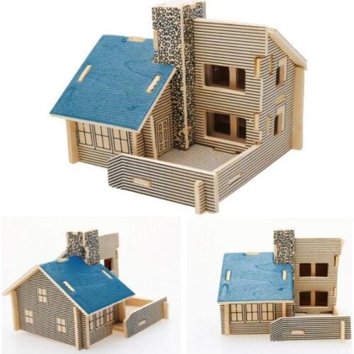 3D Wooden Puzzle-Blue Home