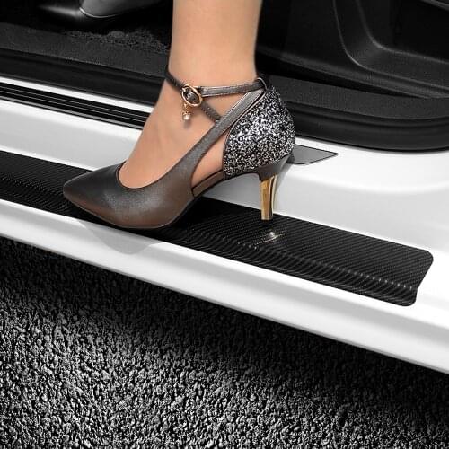 4Pcs Car Door Carbon Fiber Vinyl Door Sills Stickers For Renault Megane 2 3 Duster Logan Clio Laguna 2 Captur Car Accessories