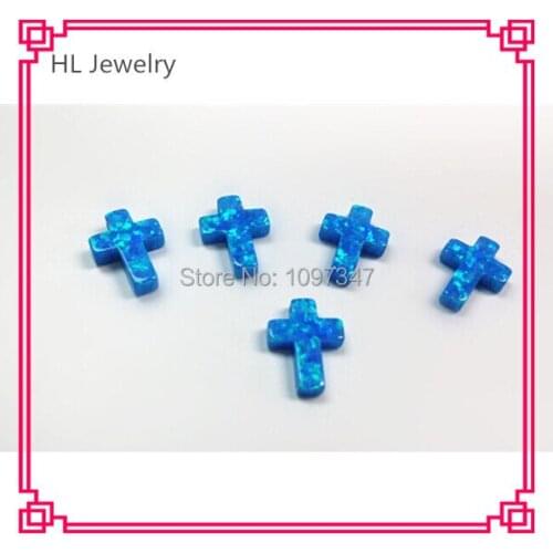 7.5*10MM Full Drill Hole Opal Blue Cross Cabochon Synthetic Cross Opal Loose Stone