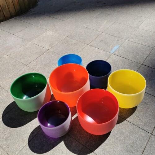 KVKA 8 Inch Third Eye Crown Root Sacral Solar Heart Throat Chakra Quartz Crystal Singing Bowl