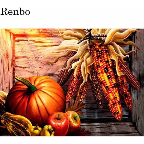Full square round resin 5d diy Diamond Painting Pumpkin corn Diamond Embroidery Holiday Thanksgiving Gift Cross Stitch kit