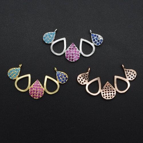 10x31mm 100% CZ Zircon DIY Jewelry Water Drop Connectors Charm Wholesale Bracelet Making Connector Custom Orders Welcome