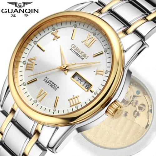 Brand GUANQIN Men Watch Luminous Mechanical Watch 30m Waterproof Watch Luxury Hardlex Analog Big Dial Men Wrist Watches Clock