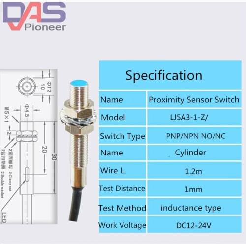 Cylinder Inductive Proximity Sensor Switch LJ5A3-1-Z/BX/AX/BY/AY/EX 3/2-wire PNP/NPN NO NC DC6~36V M5 1mm