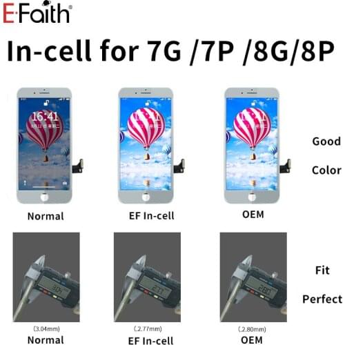 20Pcs EFaith Incell Display For iPhone 7 7P And 6 6S LCD 8 8 Plus Display Screen Digitizer & Real 3D Touch Pantalla Wide Color