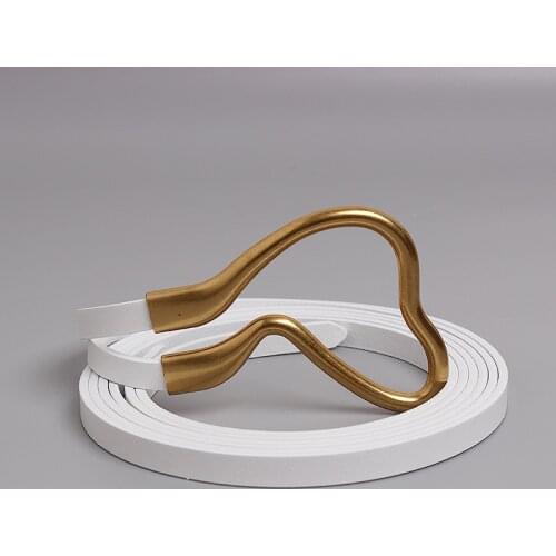 Long Cow Leather Self-tie Belt Waistband Women Vintage Metal Clasp Buckle Waist Belt Women Winter Dress Genuine Leather Belt New