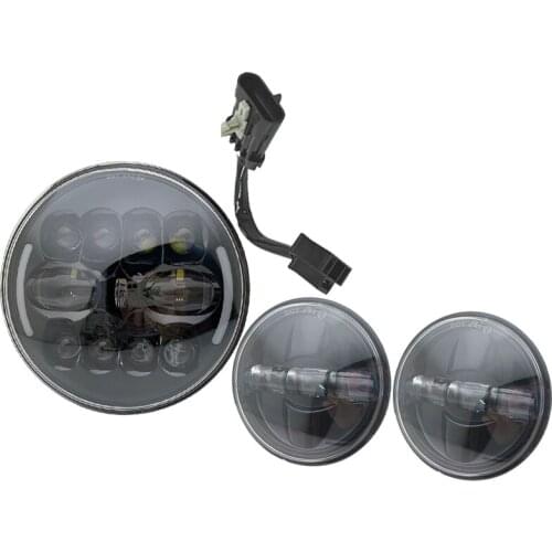 For Road King Heritage Softail Switchback Headlamp 7 inch LED Headlight 4.5 inch Fog Lights 6000K