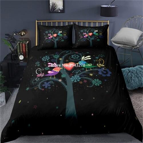 Home Textile Dream Love Pattern Romantic Black Duvet Quilt Cover Pillowcase Bedding Children Adult Couple Bedroom Decoration