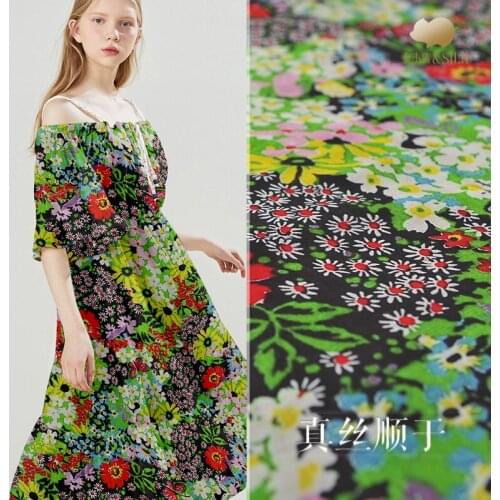 Silk smooth to the flower Light silk yarn fabric silk digital printing fabric scarf silk scarf women spring and summer