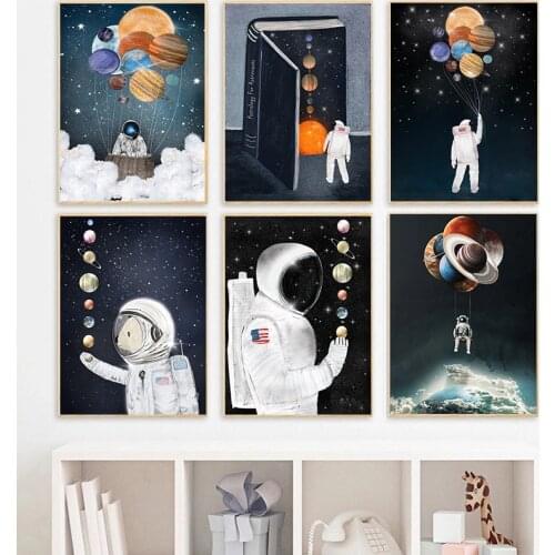 Astronaut Space Canvas Paintings Wall Art Solar System Home Decor Modular Picture For Living Room Nordic Posters and Prints