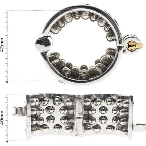 KALIS TEETH Cock Ring with 4 Rows Spikes Scrotum Pendant Chastity Device Kalis teeth Spike Ring Male Torture Devices C049BIN