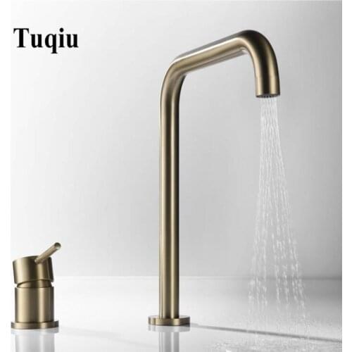 Basin Faucet Brass Brushed gold Bathroom Faucet Sink Mixer Tap Vanity Hot Cold Water Bathroom Faucets New Arrival