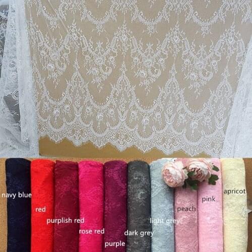 Width 150cm 3Ms/lot Beautiful Navy Red Black/Off-white Eyelash Lace Fabric ,Wedding Decoration.Table Cloth DIY Crafts