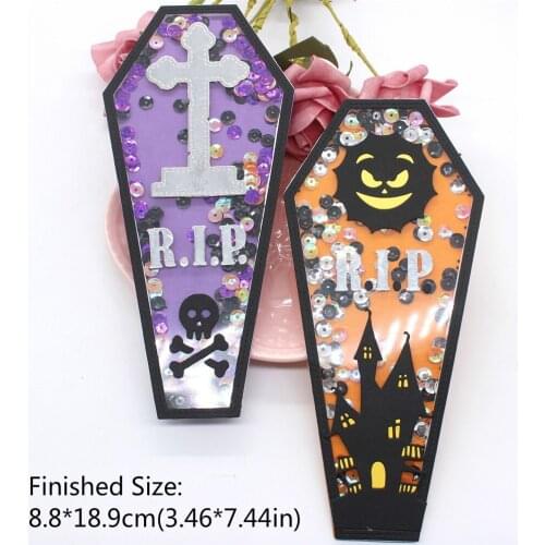 KSCRAFT Halloween Coffin Shaker Metal Cutting Dies Stencils for DIY Scrapbooking Decorative Embossing DIY Paper Cards