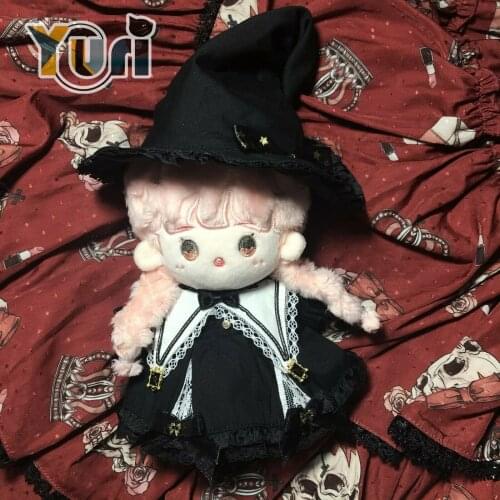 Yuri Doll Use Little Witch Black Magic Suit Ojamajo Dress Plush 15cm Doll Clothes Costume Clothing Halloween Gift Sa XW