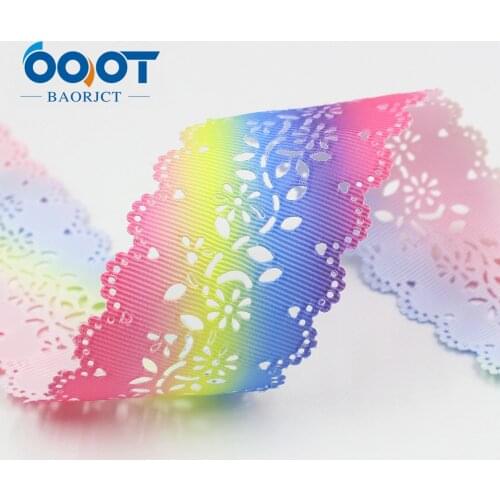 I-19805-1789,43mm Hollow Gradient Flowers grosgrain ribbon garment accessories hair accessories , DIY Handmade gift wrapping