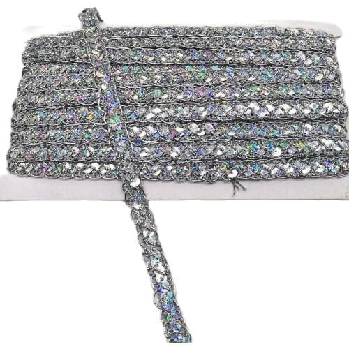 Sequined Lace Ribbons Gold Braided Band 13 Yds Crochet Cosplay Costumes Trims Appliqued Sewing Apparel Ribbon 1.2CM