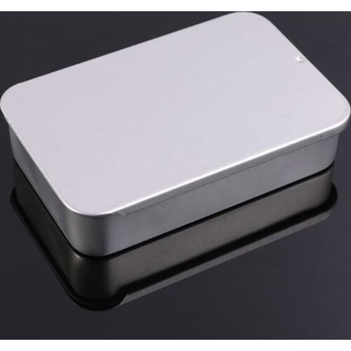 Metal Tin Rectangle Jewelry Storage Box Case Candy Coin Key Pill Organizer Sliding Organizer Small Items Container