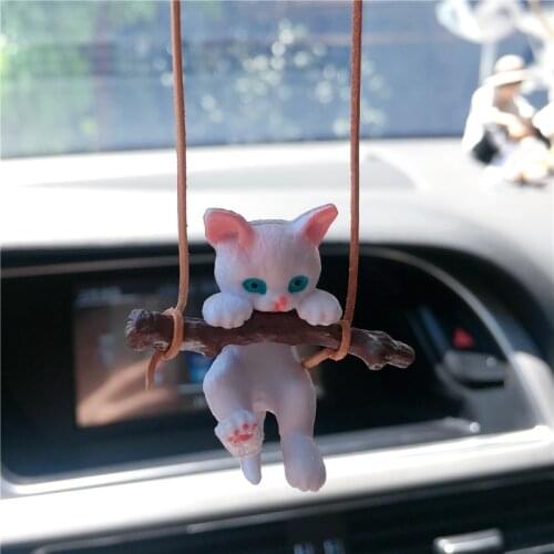 Cute Climbing Cat Car Decoration Pendant Auto Interior Decoration Car Rearview Mirror Pendant Car Interior Accessories