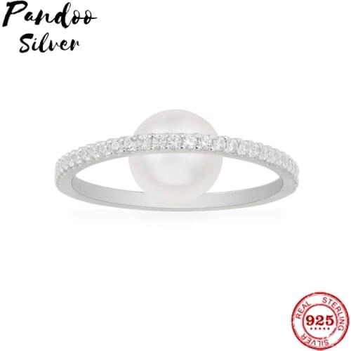 Fashion Charm Sterling Silver Copy 1:1 Copy,Paved Ring With Inside Pearl For Women Luxury Jewelry Gift