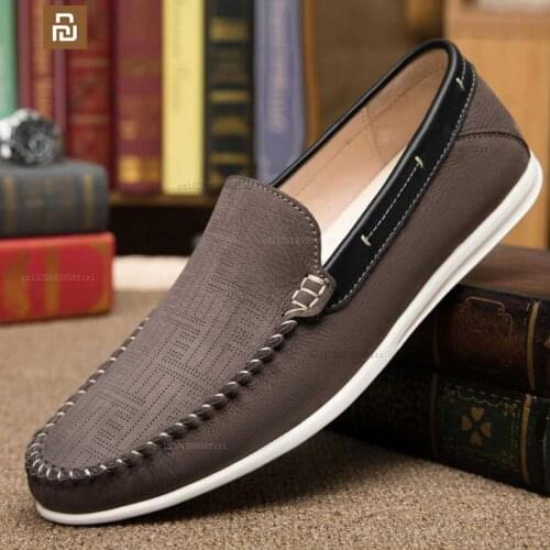 Xiaomi mijia cowhide handmade sailing shoes mens first layer cowhide casual shoes mens sneakers high quality