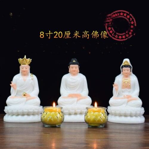A set 3PCS high grade GOOD Buddha statue HOME Shrine Patron saint God Sakyamuni Avalokitesvara Guanyin ksitigarbha Dizang King