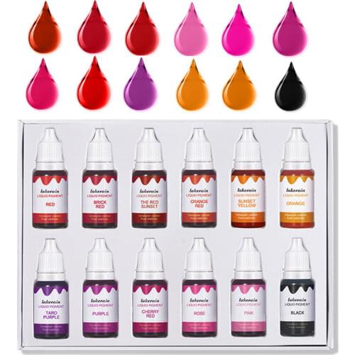 24 Colors Liquid Pigment Set for Lip Gloss Diy Water Oil Use Dyeing Pigment Colorant Cake Slime Soap Making Raw Material 10ml